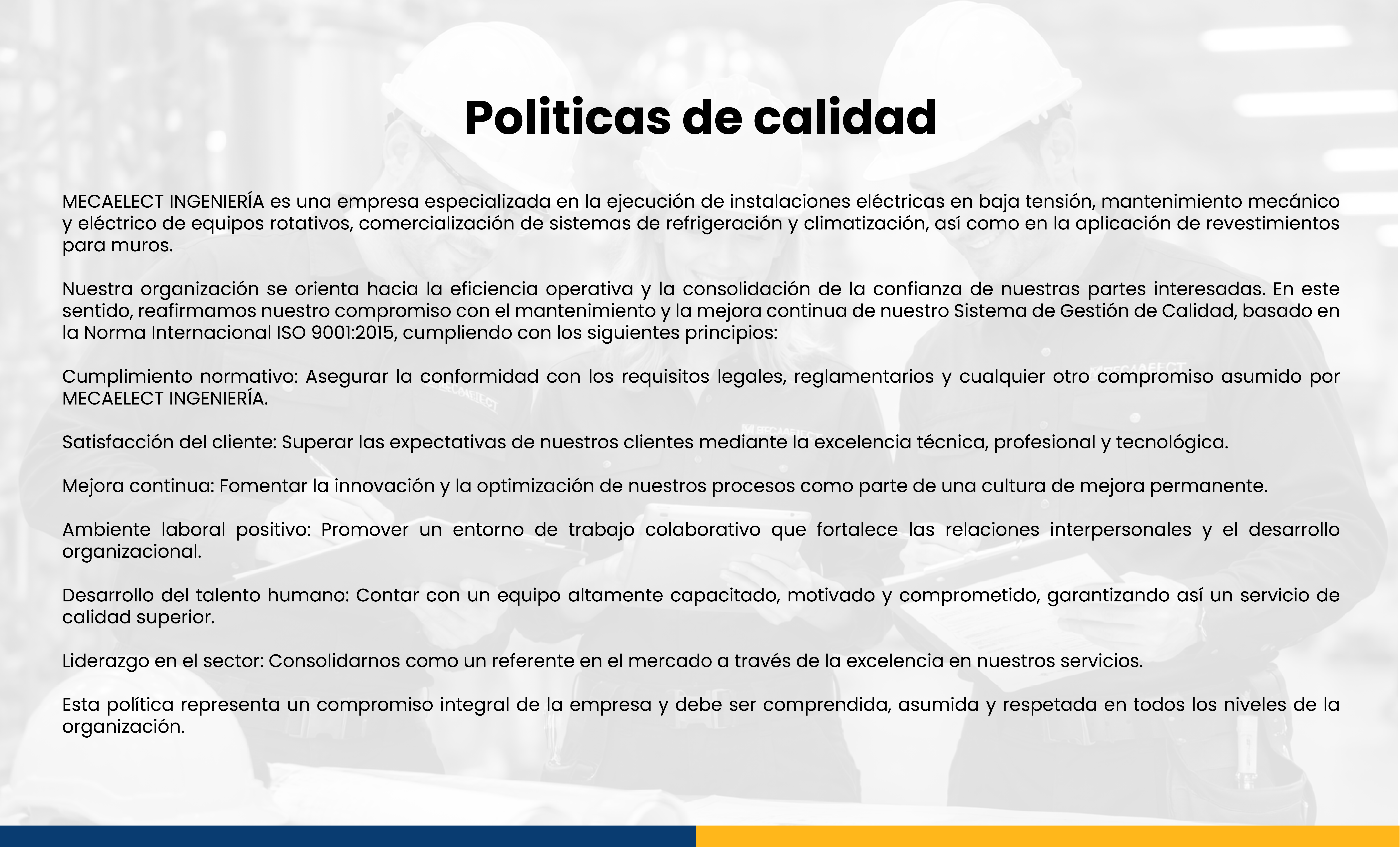 Política de calidad - Mecaelect